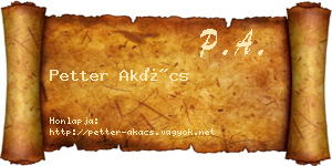 Petter Akács névjegykártya